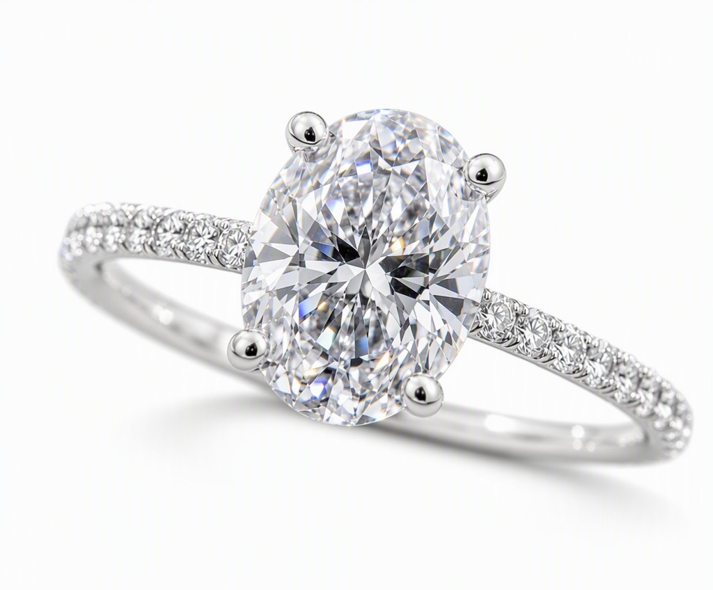 East-West Oval Lab Grown Diamond Engagement Ring
