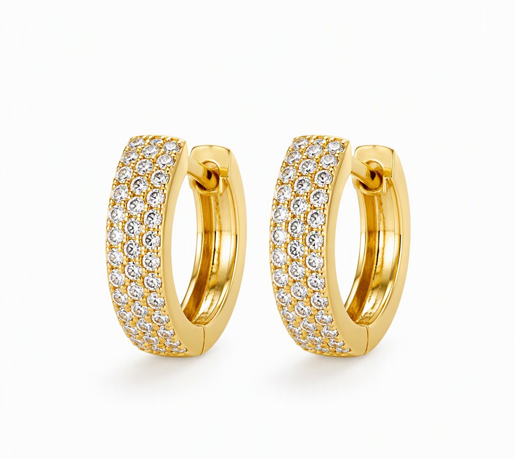 Pavé Lab Grown Diamond Huggie Hoop Earrings