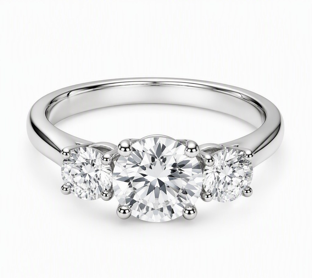 Three-Stone Round Lab Grown Diamond Engagement Ring