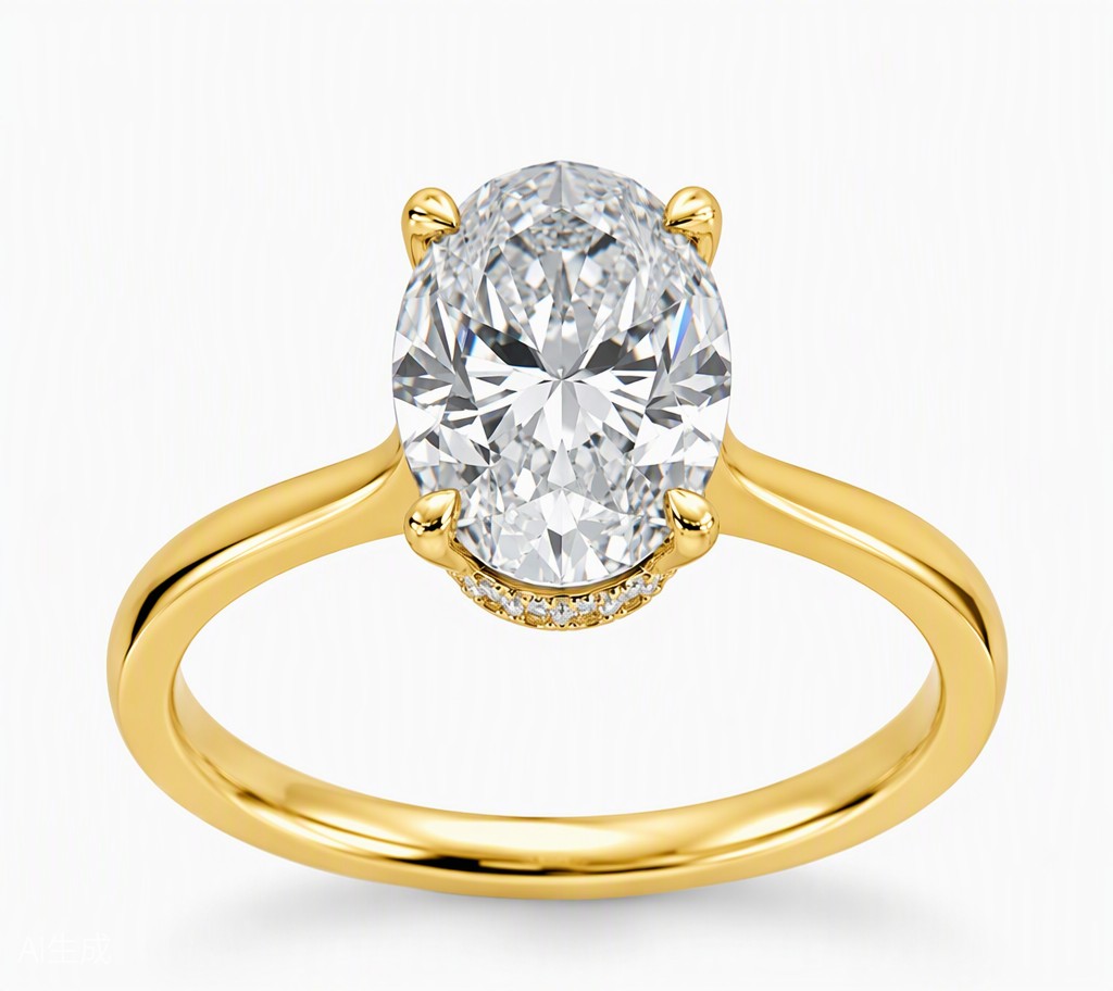 Hidden Halo Oval Lab Grown Diamond Engagement Ring